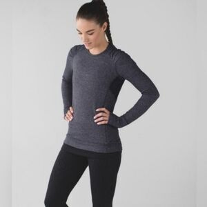 Lululemon Think Fast Gray Long Sleeve Thumb Holes Top Workout Gym Athletic